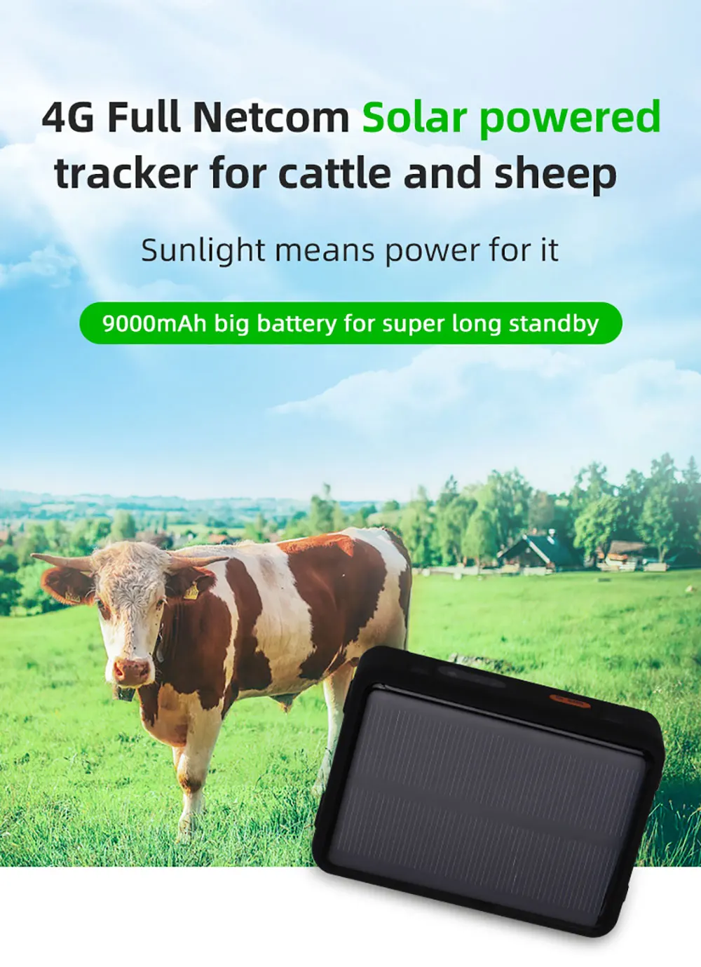 Cow Sheep GPS Tracker 3G 2G 4G Big Battery Power Solar Panel Collar For Cattle Horse Camel Big Hunting Dog Animal Rastreador