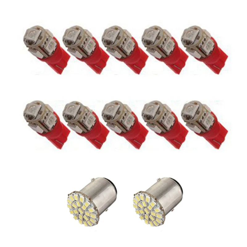 2X 1157 T25 S25 BAY15D 22 SMD светодиодный белый лампа с 10X T10 194 168 501 W5W кюлот 5 5050 лампы ночного