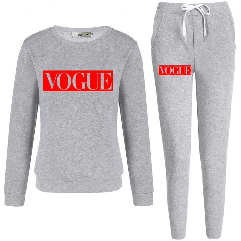 XUANSHOW Spring Autumn Women Set VOGUE Letter Print Sweatshirt+Pants Long Sleeve Tracksuits Two Piece Suit Sportswear Outfit 5XL