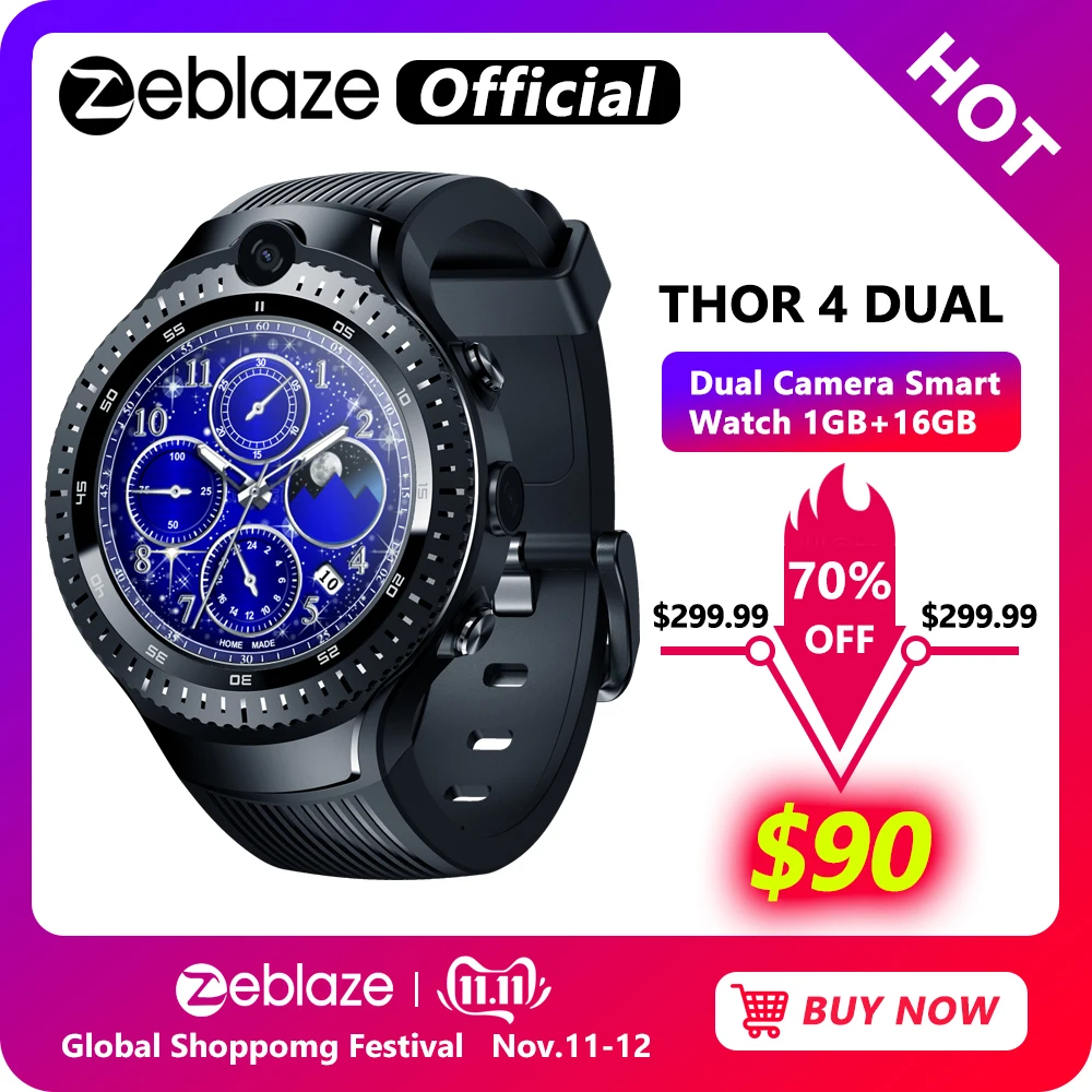 Online Neue Zeblaze THOR 4 Dual 4G SmartWatch 5.0MP + 5.0MP Dual Kamera Android Uhr 1,4 \
