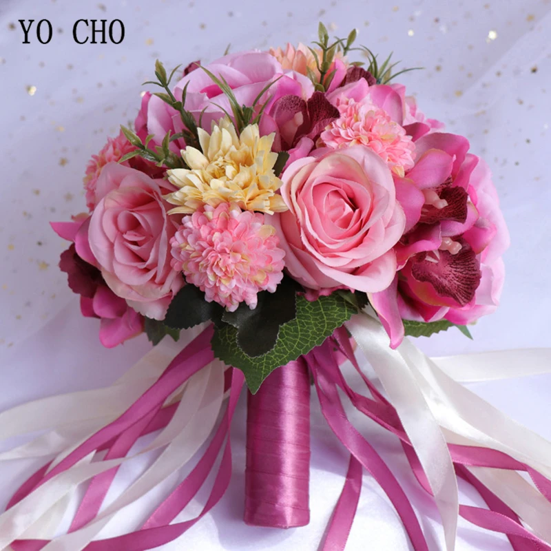 Bridal Flower Bouquet Wedding Supplies Artificial Silk Rose Peony Flower Wedding Bouquet Dahlia Orchid Quality Bouquets artificial orchid flower,wedding bouquets,artificial rose flowers
