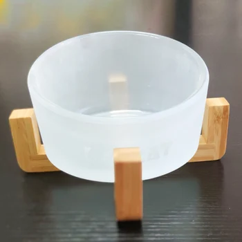 

New pet bowl cat bowls Food bowl thickening oblique glass streamline design eating and drinking dual-use cat bowl Puppy bowl