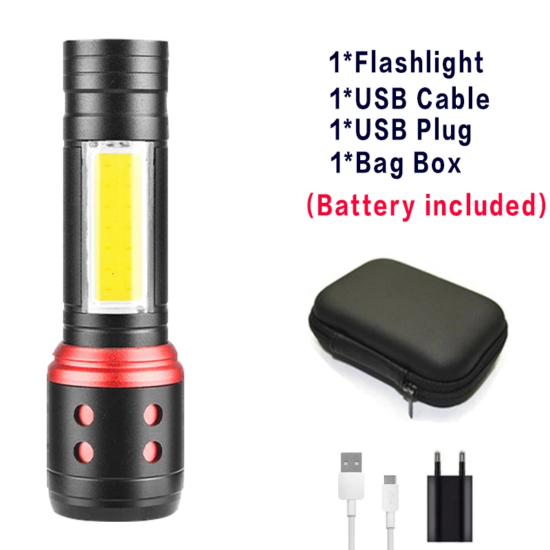 Живой светильник ing светодиодный светильник-вспышка USB Перезаряжаемый Аккумулятор Мощный T6 фонарь с зумом водонепроницаемый фонарь светильник linterna рабочий светильник - Испускаемый цвет: Package B