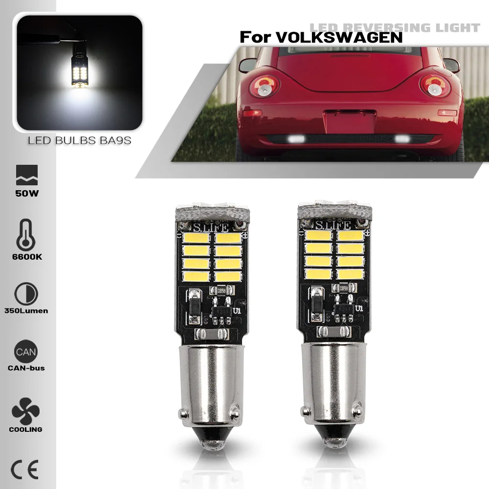 2Pc BAY9S 4014 H21W For VW New Beetle Touareg I 7L 02-10 Polo V 6R 6C White LED Reverse Light CANBUS No Error Car Backup Lamps | Автомобили