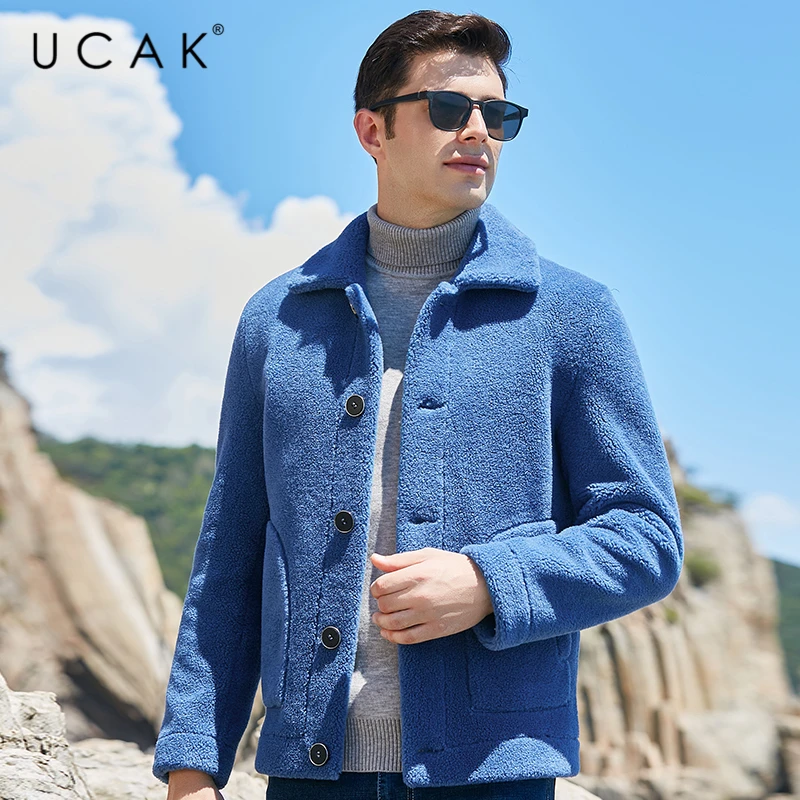 

Pellet Wool Overcoat UCAK Brand Classic Solid Cloth Coat Fashion Streetwear Jackets Men Clothing 2020 Winter New Arrivals U8019