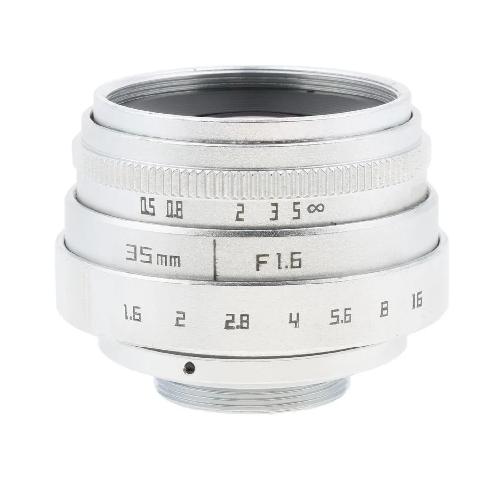 Metal 35mm F1.6 CCTV Lens for APS-C N1 Fuji FX NEX Micro 4/3 C Mount Camera - Silver