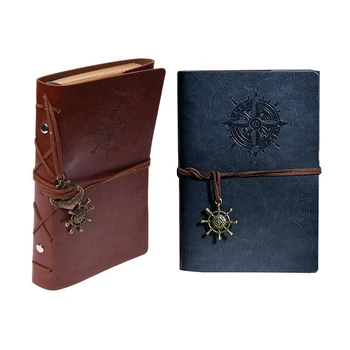 

2x Retro Personality Notebooks Journal Notepads Ring Binder Diary Notebook S Blue & Light Brown
