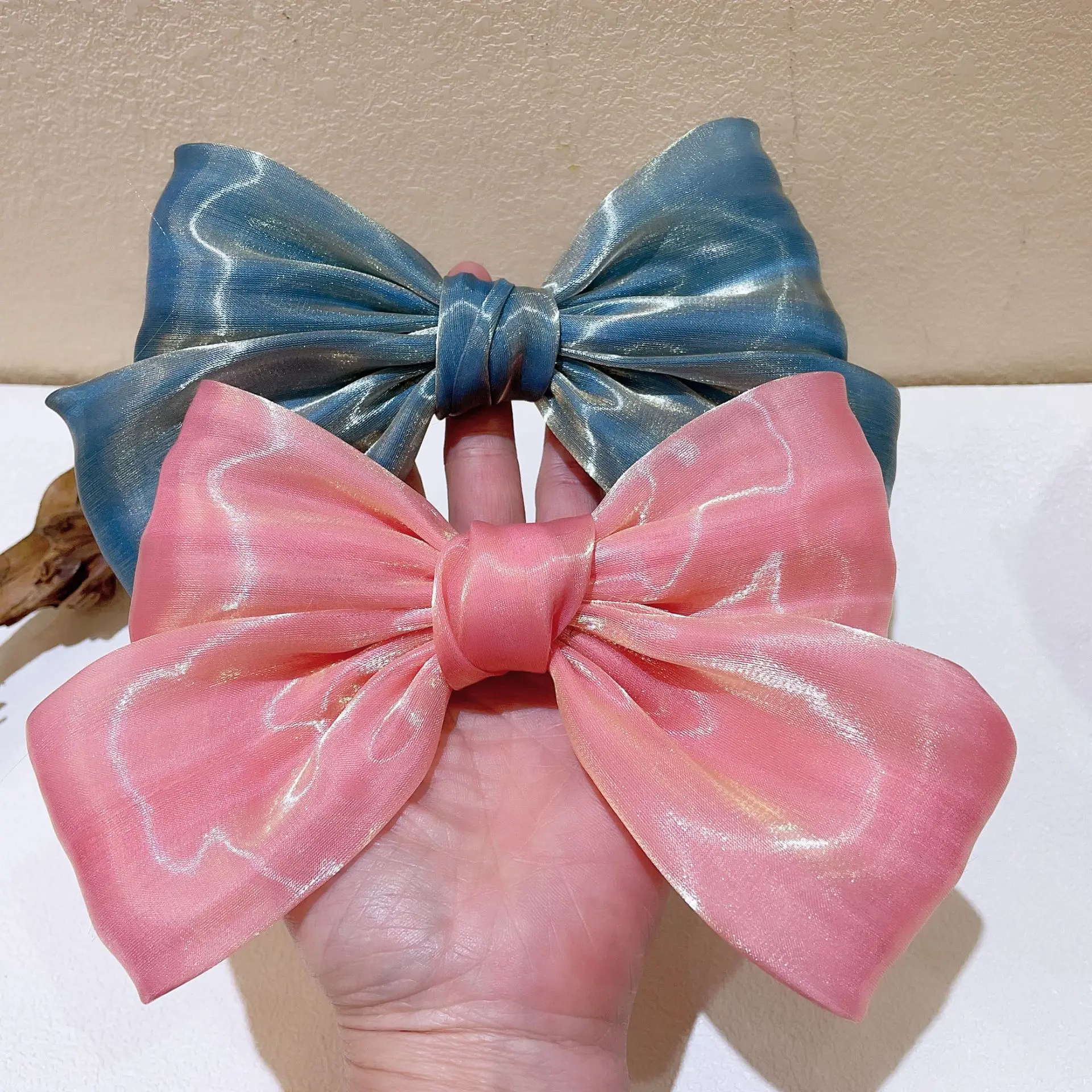 Fashion Big Bowknot Barrette Girls Shinny Shimmer Organza Bow Hair Clip Sweet Hair Grip Party Hair Holder Hair Accessories 500pcs lot wholesale organza bags 7x9 9x12 10x15 13x18cm drawable wedding packaging gift bag party jewelry bags pouches