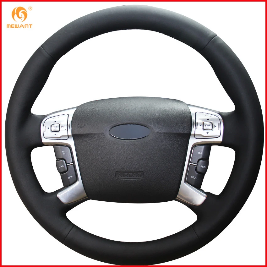 Mewant Black Genuine Leather Car Steering Wheel Cover For Ford Mondeo