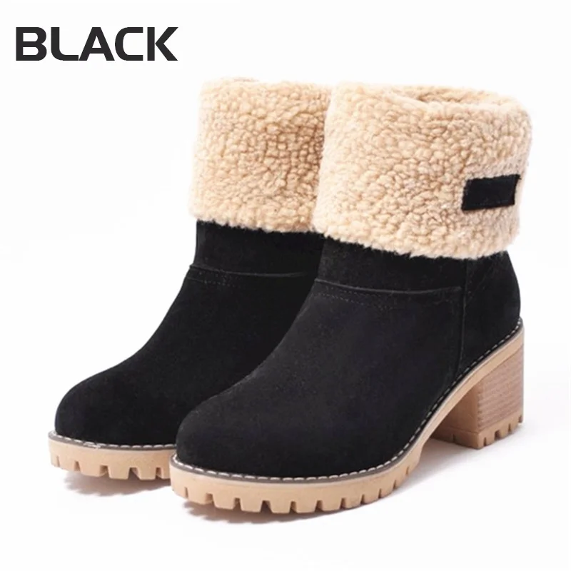 Winter Boots Women Fur Warm Snow Boots Ladies Warm Wool Booties Ankle Boot Comfortable Shoes Casual Female Mid Calf