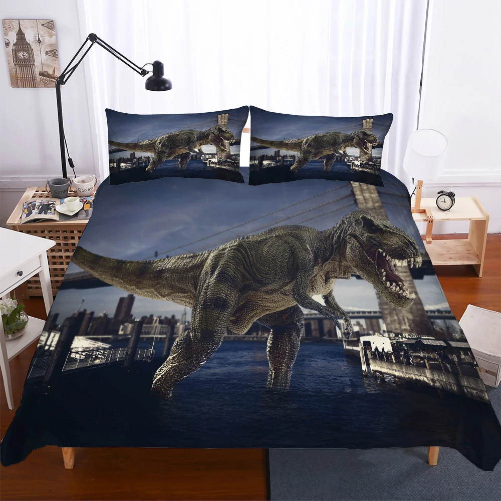 BEST.WENSD,, bedding-set-3d, HD набор пододеяльников для пуховых одеял с изображением животных динозавров, темно-зеленые постельные принадлежности, набор постельного белья с изображением динозавров высокого качества