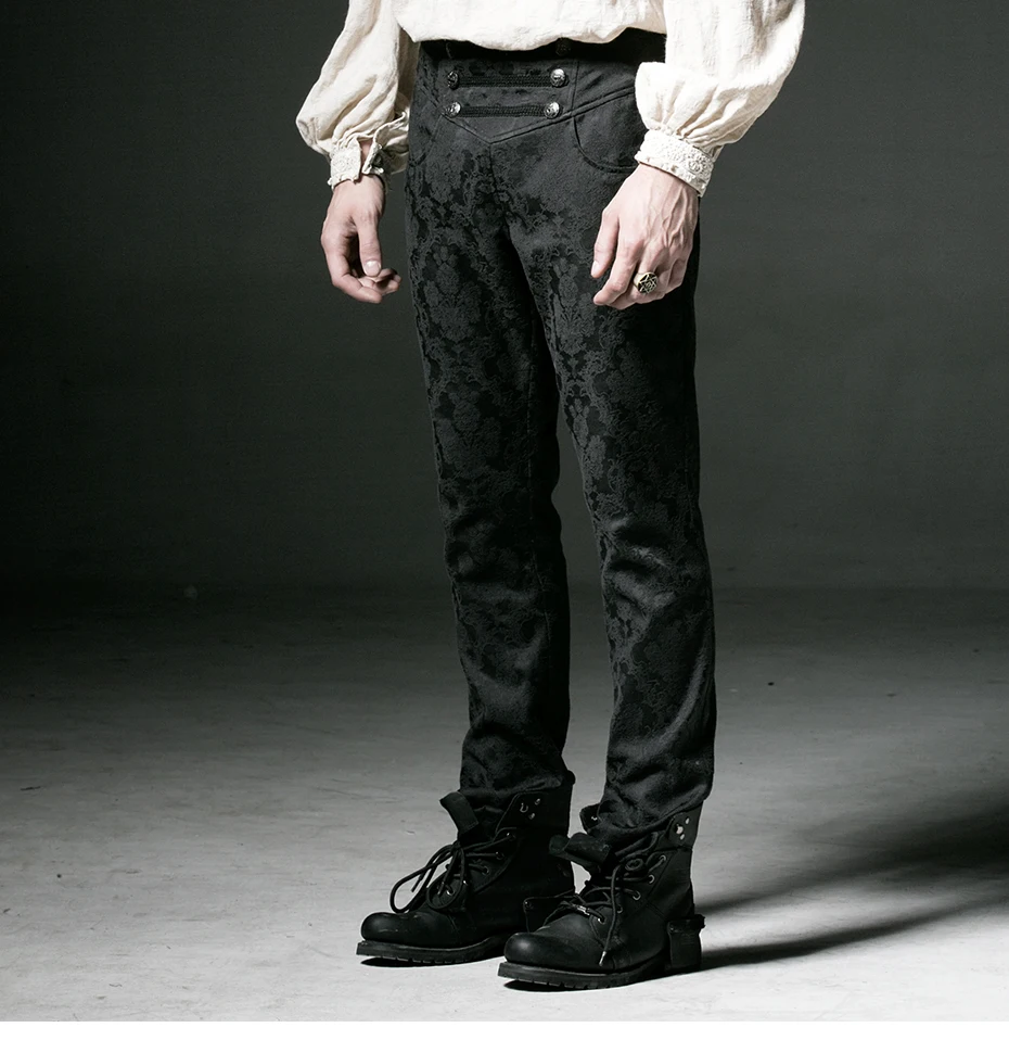 Панк рейв мужские s готические с высокой талией мужские брюки черные зимние с цветочным узором Мужские Сценические хлопковые длинные брюки
