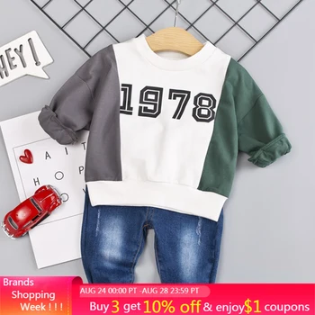 

Menoea 0-4 Years Boy Tracksuits 2020 Children Boys Cotton Long Sleeve Tops Sets Jacket Denim Pants toddler boy clothes 2Pcs/Sets