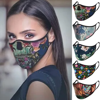 

1/5/10 PCS Mouth Masks Adult Windproof Fashion Skull Printed Unisex Face Mask Washable And Reusable Mask Mouth Cover Mascarilla
