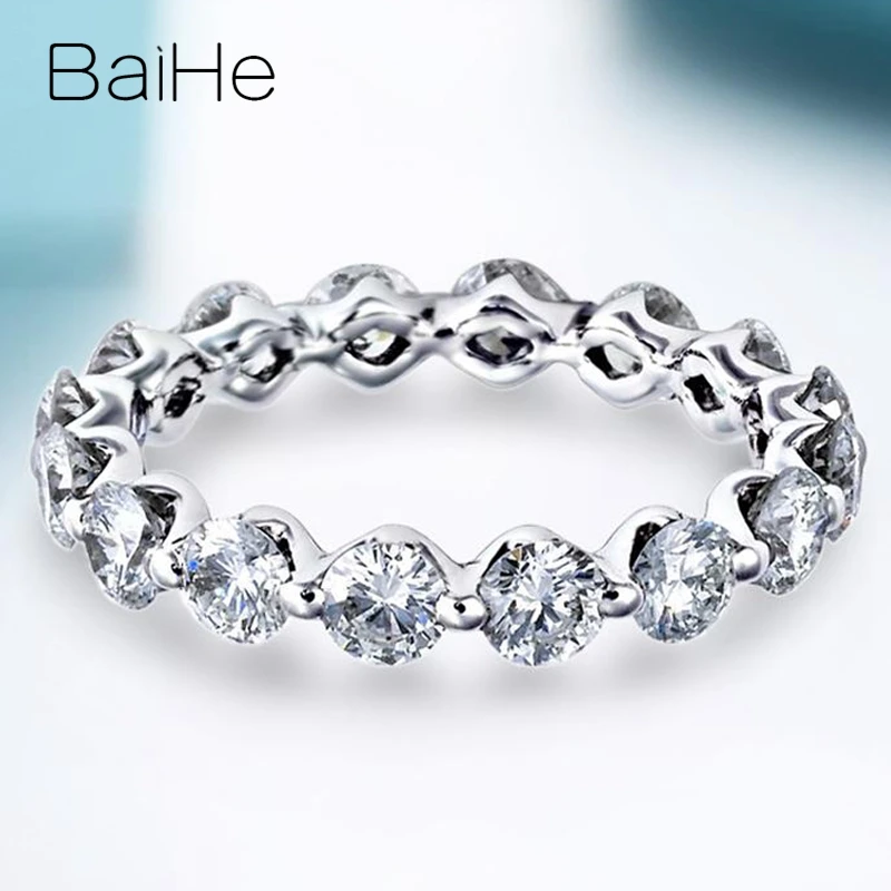 BAIHE, 18 карат, белое золото, 2.08ct, H/SI, Круглый,, натуральные бриллианты, ювелирное изделие для женщин, обручальное кольцо, хороший подарок, бриллиантовое кольцо