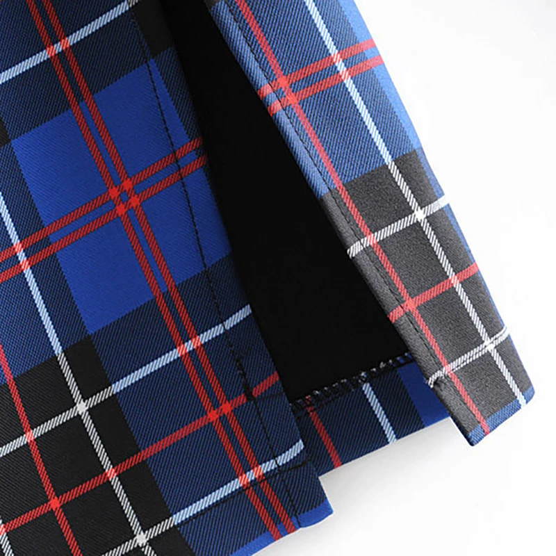 Women Vintage Elegant Plaid Split Midi Skirt Fashion High Waist Back Zipper Office Pleated Skirts Casual Faldas Mujer