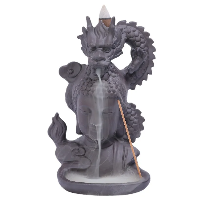 Purple Clay Dragon Incense Burner Buddha Waterfall Backflow Incense Holder, Aromatherapy Ornament, Zen Decor, Home Decor 6