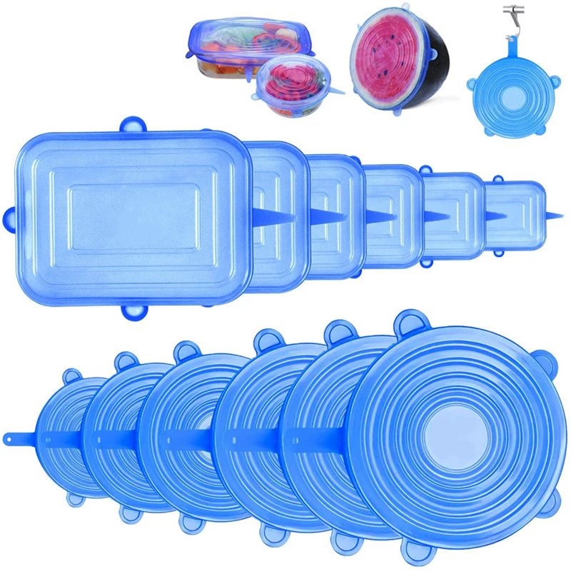 Refrigerator-Storage Cover Bottle Food Silicone Cookware Stretch Cap for Bowl 6pcs/Set