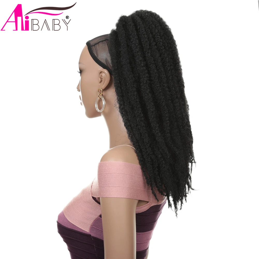 Afro Puff Marley Braids Hairpiece Afro Kinky Straight Ponytail Frizzy Synthetic Crochet Braids Hair Extensions Alibaby Synthetic Ponytails Aliexpress