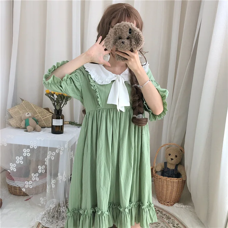 Женские платья Ins Girl Kawaii Ulzzang милое платье с воротничком для куклы Милая женская винтажная Панк-Одежда Harajuku для женщин на каждый день