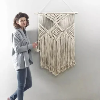 

Nordic style tapestry hand-woven wall-hanging painting living room bedroom and porch decoration