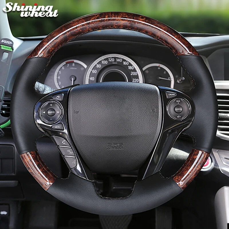 

Shining wheat Hand-stitched PU Carbon Fiber Steering Wheel Cover for Honda Accord 9 2013-2017 Crosstour 2013-2015