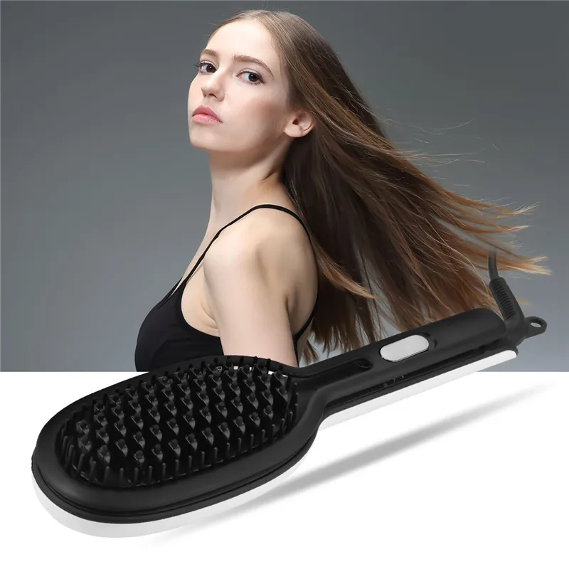 

Professional Electric Hair Straightener Brush Ceramic Plates Ionic Straightening Comb Fast Heating Hair Care Tools Anti-scald 45