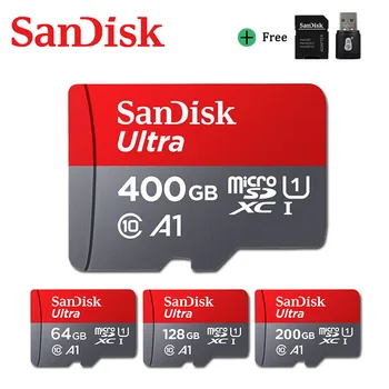 SanDisk-tarjeta microsd Ultra para teléfono, 128GB A1 de memoria Flash, 64GB, 32GB, 16GB, 200GB, 256GB, 400GB