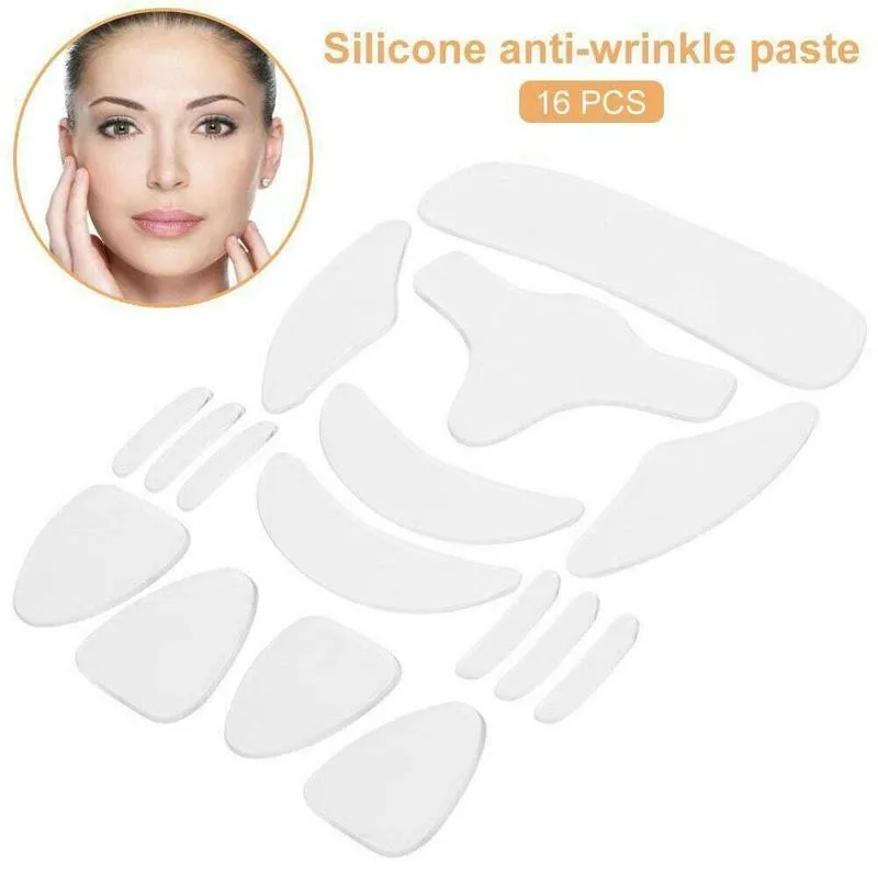 16 pièces Anti Rimpel patchs Silicone tampons réutilisable Silicone retrait des rides autocollant visage front cou oeil autocollant soins de la peau Patch