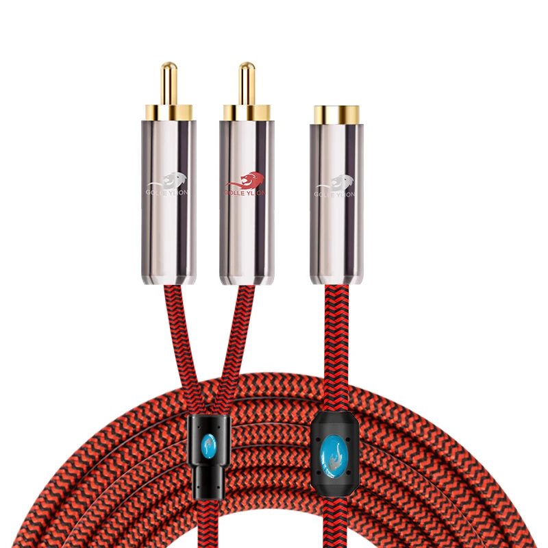 Аудиокабель Hifi 1/8 'ɳ 5 мм Мама-папа с двумя RCA-разъемами для iPhone смартфонов