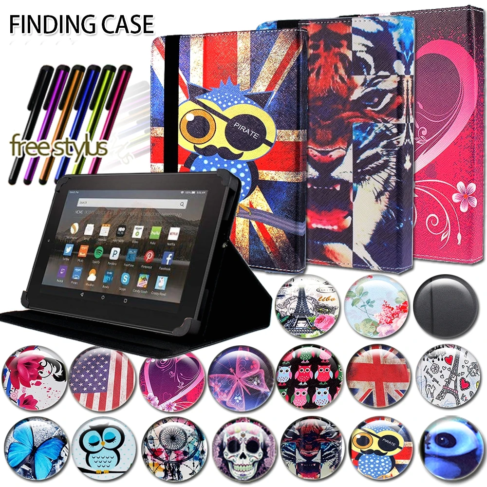 

Shockproof Multicolor Leather Stand Cover Case for Amazon Fire 7(5/7/9th) HD 8(5/6/7/8th) HD10(5/7th) Dust-proof Tablet Case+pen