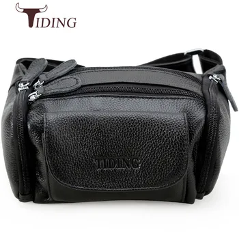 

Tiding Genuine Embossed Leather Men's Waist Pack Pillow Chest Bag Small Messenger Bag Fashion Fanny Pack Bum Hip Belt Pouch 4661