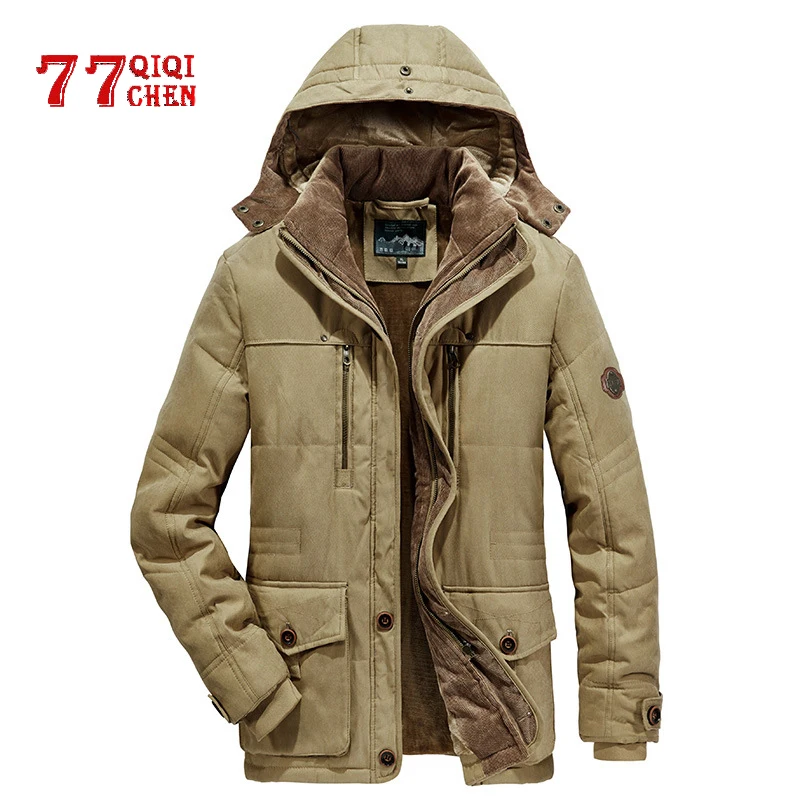 Новая Утепленная зимняя куртка для мужчин размера плюс 6XL 7XL хлопковые парки с