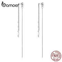 Bamoer Подлинная 925 пробы Серебряные длинные кисточки Висячие серьги для женщин шикарный корейский стиль модные ювелирные изделия SCE790