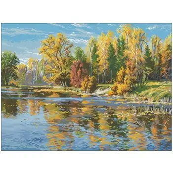 

Lakeshore Autumn patterns Counted Cross Stitch 11CT 14CT 18CT DIY Chinese Cross Stitch Kits Embroidery Needlework Set home decor