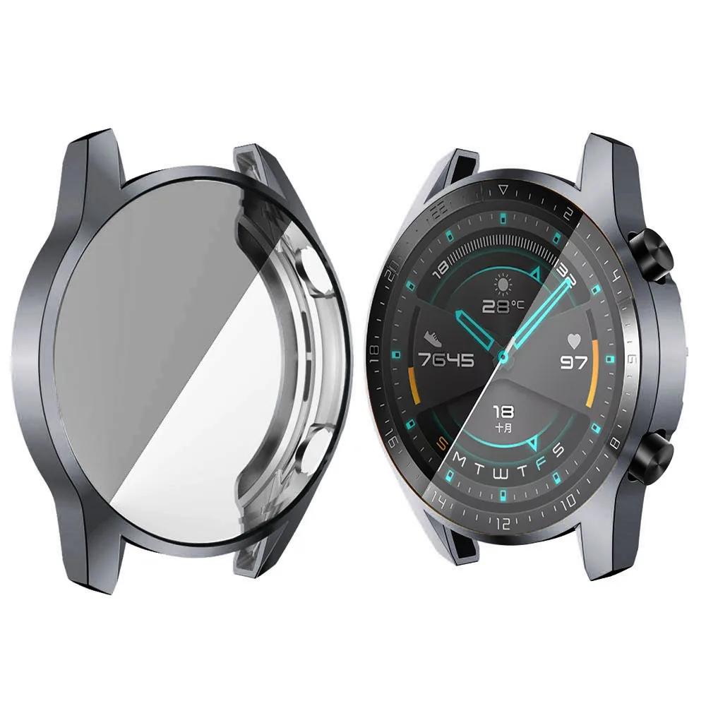 Для huawei Watch GT 2 46 мм полное покрытие защита экрана Гальванизированный ТПУ чехол для часов Модный мягкий спортивный чехол для часов