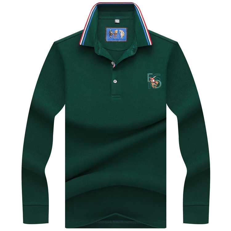 8893 Green Hollirtiger, супер удобные поло, para hombre, бизнес стиль, не скатывается, мужские поло с длинным рукавом, не деформируются, мягкие, одноцветные, Homme, рубашка поло - Цвет: 8893 Green