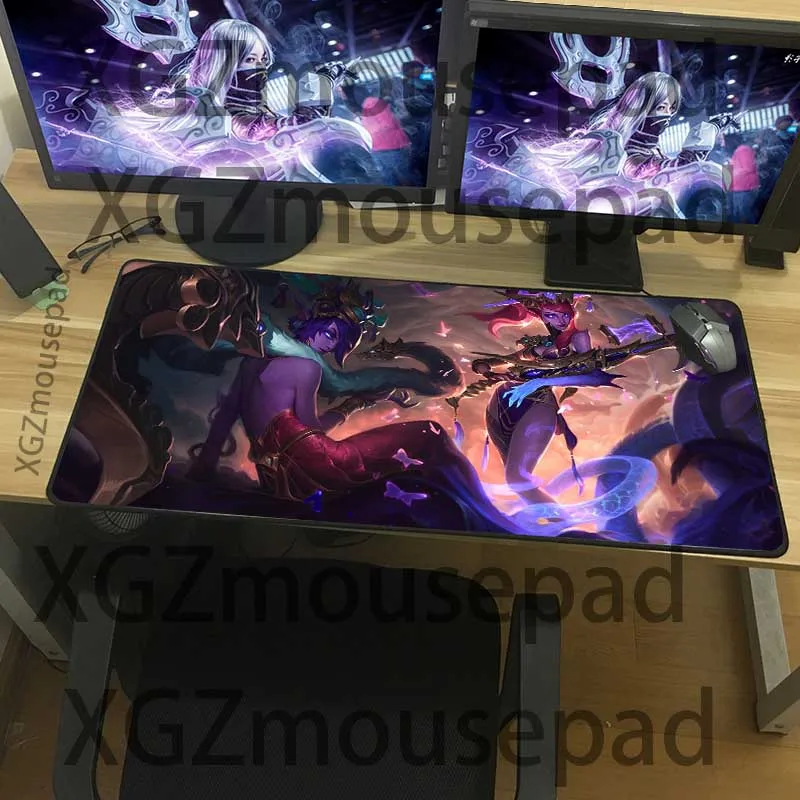 XGZ Anime Sexy Yasha Large Gaming Mouse Pad Black Lock Edge Custom Computer Desk Mat Speed Non-slip