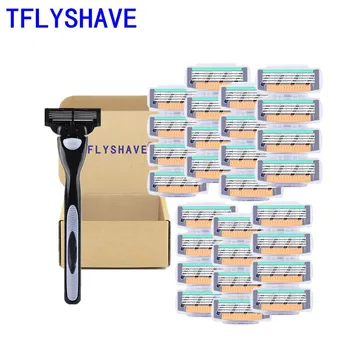 

TFLYSHAVE 1pcs Holder 28pcs Blades Replaceable Blade Effective Facial Care Men 4 Layers Shaver Razor Blades Gentle No Stimulat
