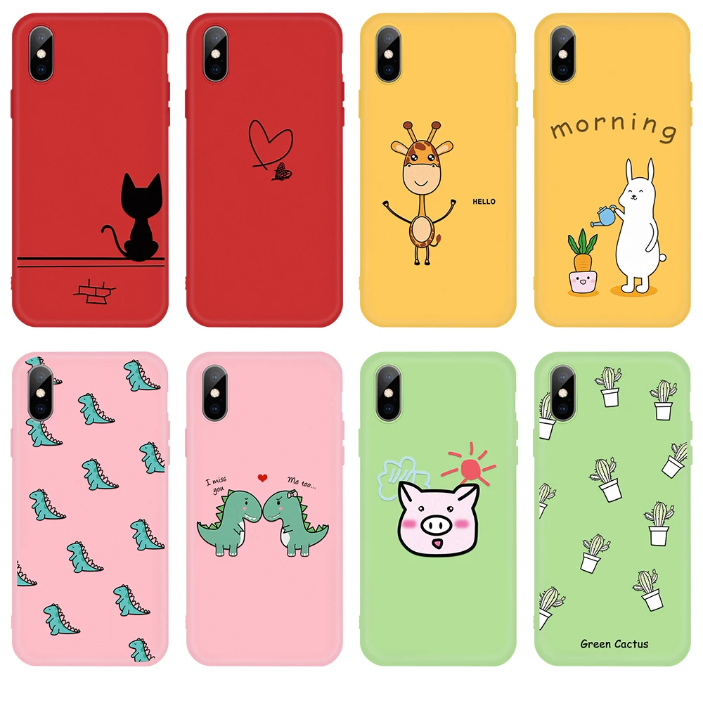 For iPhone 11 Pro Max 7 8 6 6S Plus X XR XS Phone Carton Pig Cactus Patterned Soft cover iphone 2019 5 5S SE |