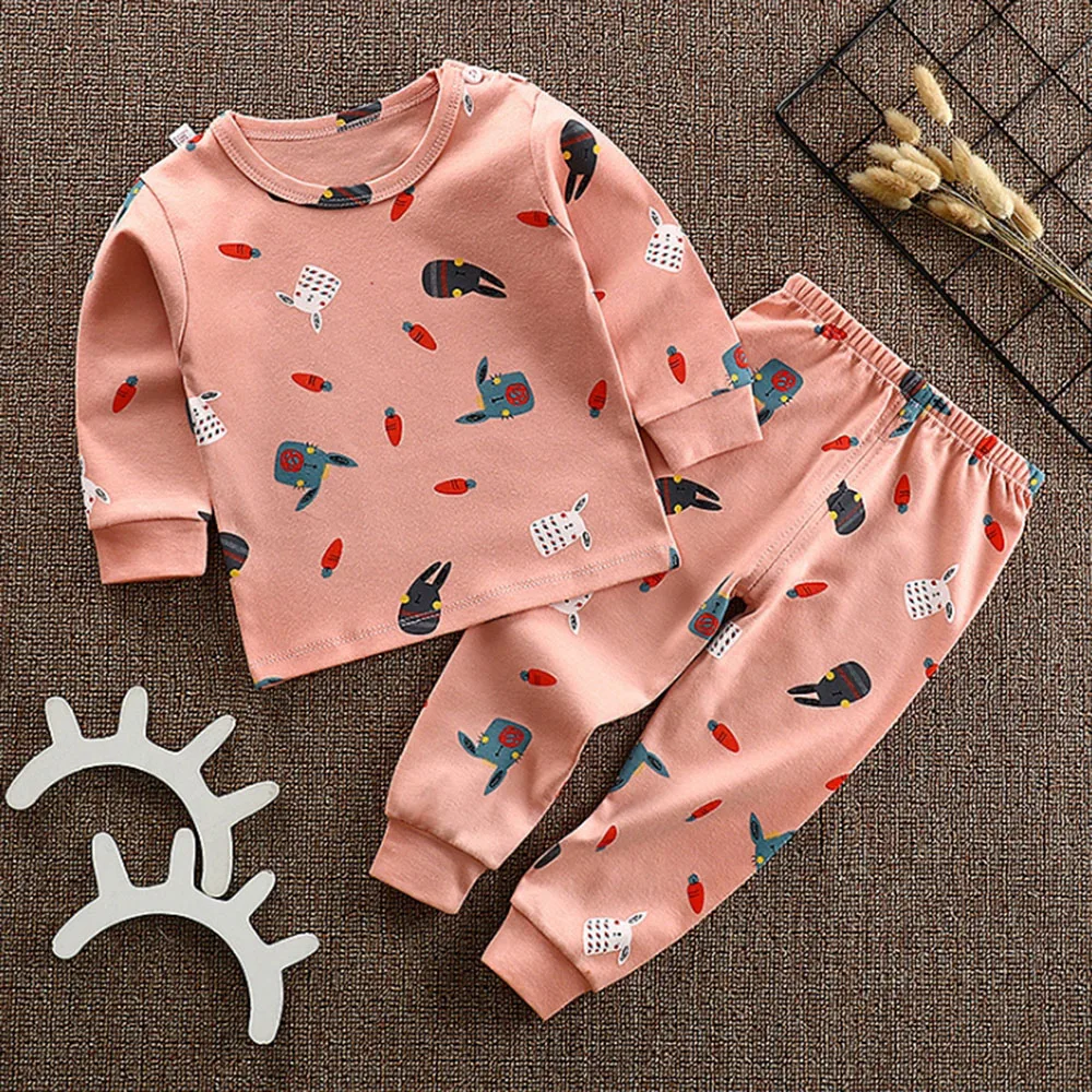 

LOOZYKIT Newborn Baby Clothing Set Long Sleeve T-shirt Pant Suit Cotton Boy Girl Underwears Kids Cartoon Tops Tees Trousers