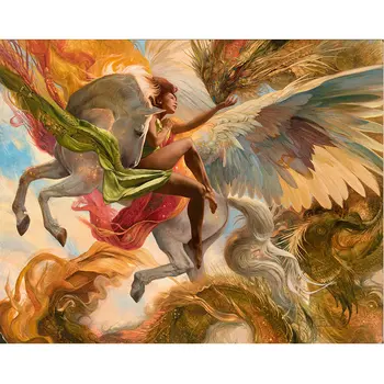 

5D Diy Diamond Painting Woman fantasy pegasus Full Square Round Diamond Embroidery Picture of Rhinestone Wedding Decoration