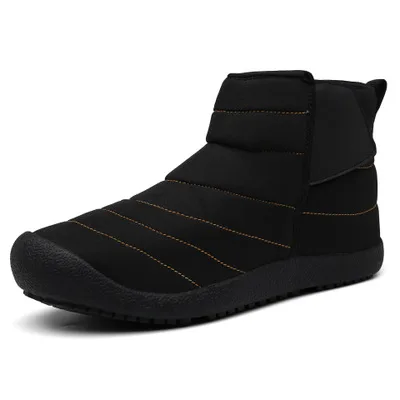 Winter Men Ankle Waterproof Warm Snow Boots Man Boots Shoes Slip On Casual Comfortable Outdoor Non-slip Plus Size 36-47 - Цвет: Черный