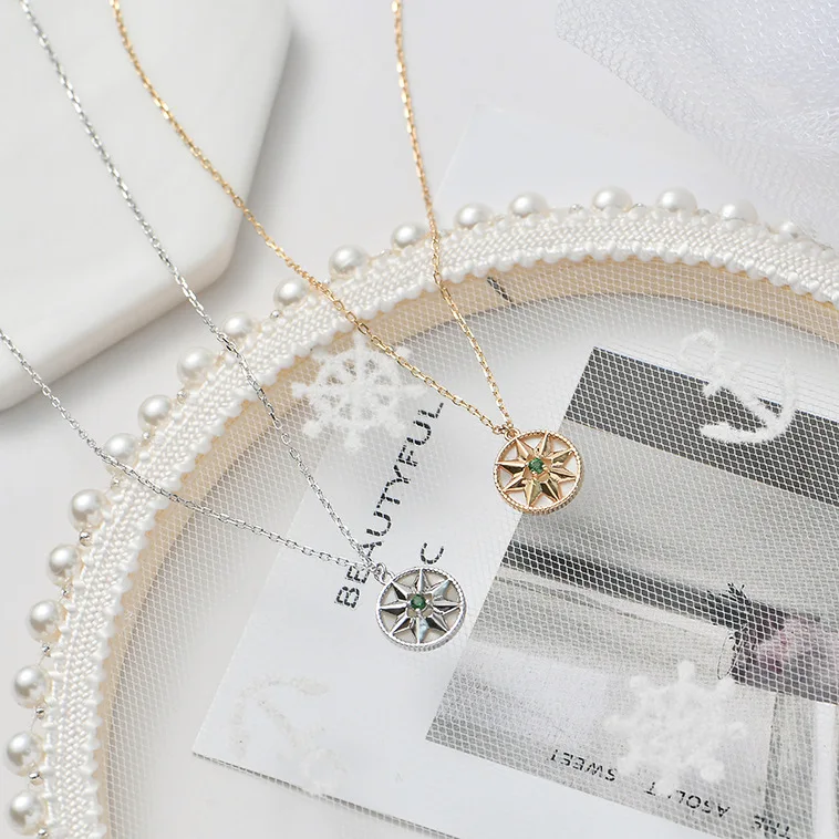 lucky compass Octopus star shell necklace woman 100% 925 Sterling silver nacklace Jewellery Clavicle chain pendant charms gift