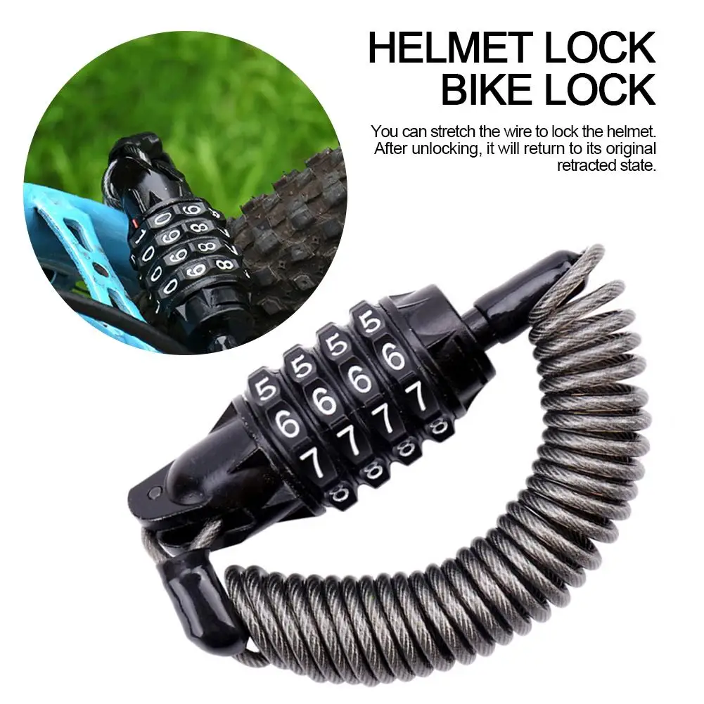In-stock Motorcycle Helmet Code Lock Telescopic Cable Anti-theft 4 Digit Password Combination With A Retractable Wire