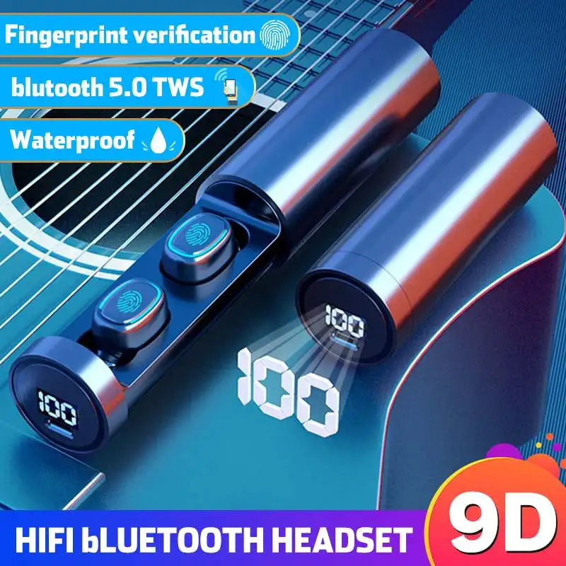Wireless bluetooth 5 0 Earphone TWS HIFI Mini In ear Sports Running Headset with Microphone Charging Case Support iOS Android