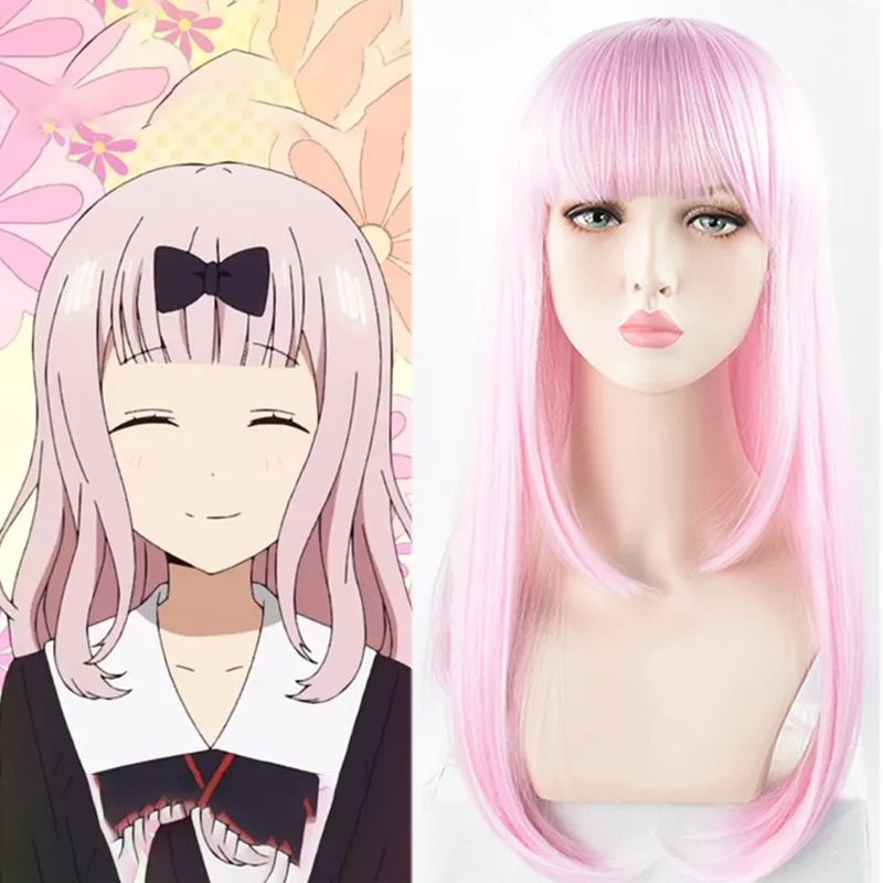 Kaguya Sama Love Is War Fujiwara Chika Secretary Anime Character Pink And Sweet Long Hair Straight Bangs Cos Wig Aliexpress