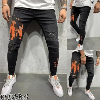 

2020 Spring Brand New Men's Hole Denim Pants Casual Pants Hip Hop Trousers Men Fashion Slim Stretch Pencil Pants Streetwear