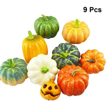 

9pcs Simulation Pumpkin Lifelike Pumpkins Table Props Halloween Party Supplies
