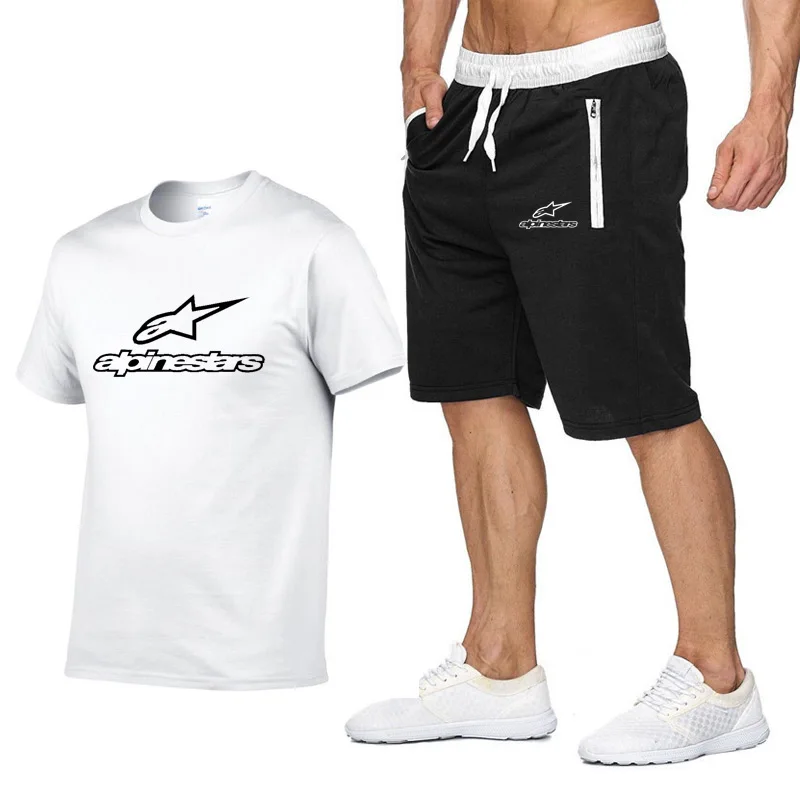 Alpinestars-Camiseta y pantalones cortos de verano para hombre, ropa deportiva de 2 piezas, traje de pantalones cortos, camiseta informal de playa y traje para hombre sp